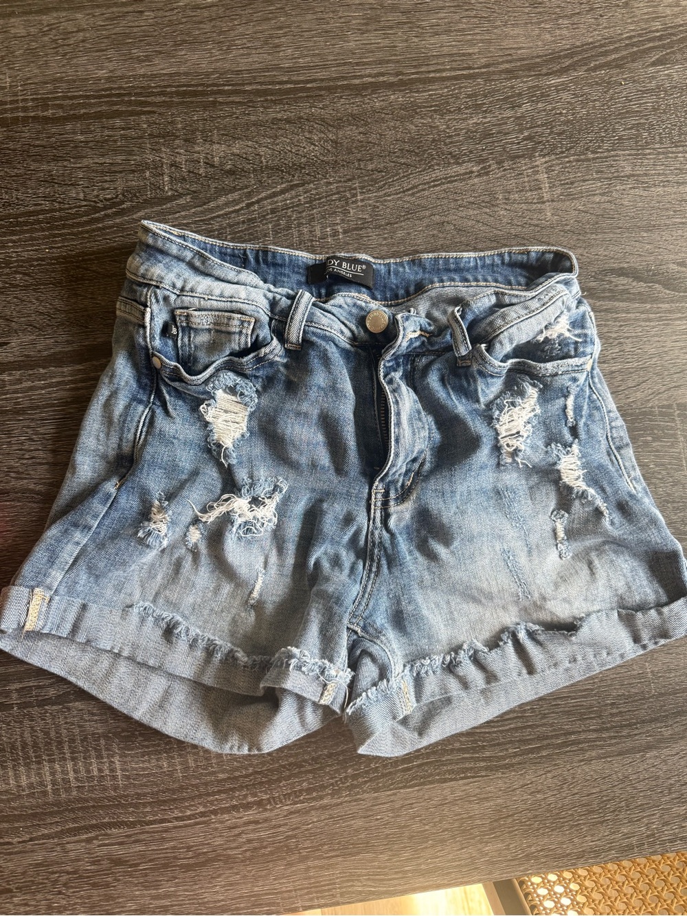 Judy Blue Distressed Light Wash Denim Shorts